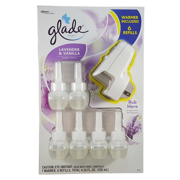 Glade Plug-Ins Warmer and 6 Refills Lavendar and Vanilla