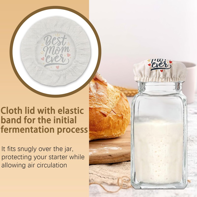 5-Pack Cloth Covers for Sourdough Starter Jars, Best Mom Ever
