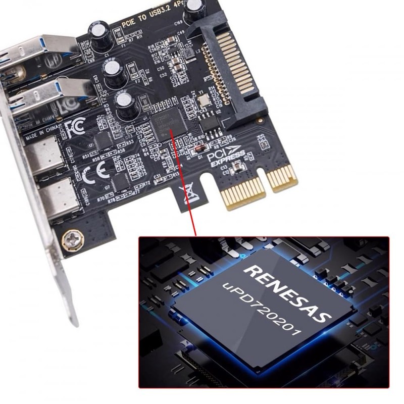 CY Card USB3.1 Gen1 5Gbps Dual Type-A and Type-C USB-C