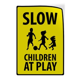 Industrial Decals Vertical Vinyl Stickers Slow; Children at Play Sign Safety Industrial Safety Sign Label Design Only 9x12Inches Design Only