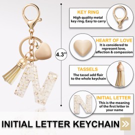 ANHBKAR Alphabet Initial Letter Keychain, Butterfly Keychain Cute Resin, Initial Keychain to Backpack Charms, Key chain Gift for Women, Girls (N, WHITE)