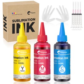 Hiipoo Sublimation Ink Refilled Bottles with Heat Tape Refill for ET2400 XP4105 XP4100 ET2720 ET2760 ET2750 Inkjet Printers Heat Press Transfer on Mugs T-Shirts （CMY）
