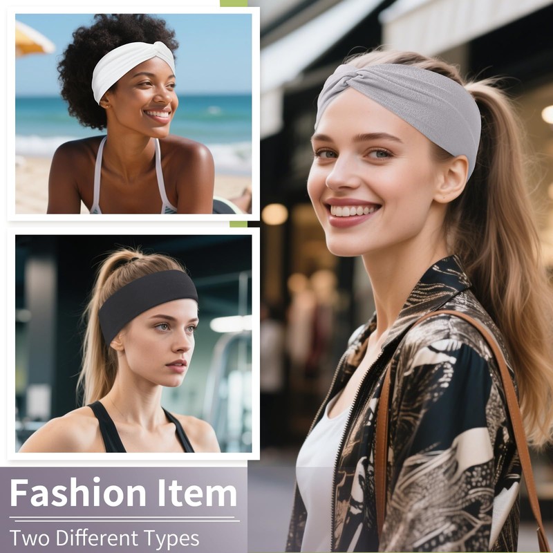 12 Pcs Stretchy Headbands for Women, Absorbed Sport Headband Soft