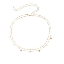 Snogisa Gold Waist Chain for Women,Waist Chain Belt Multilayer Gold Silver Sun Moon Chain Belt for Women Dress Body Belly Chain Metal Waist Chain,Summer Beach Rhinestone Body Jewelry (Layer 2-a little green)