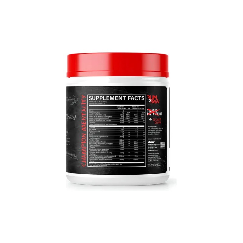 Raw Nutrition Pre Entreno Christophers Secret Stuff 40 Serv Sin