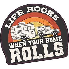 PCSL Life Rock When Your Home Rolls - Van Life - Sticker #8 / Decal for Van/Motorhome/Camper/CamperVan or Laptop/Window/Bumper