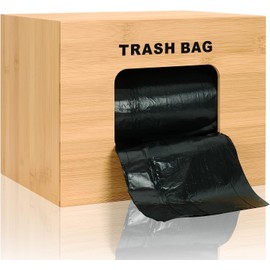 AMEY Trash Bag Dispenser – Garbage Bag Dispenser Large size – Compatible With Glad and Costco Trash Bag Rolls - Bamboo Bag Holder for Kitchen, Pantry - Use On Countertop Or Drawer Or Mount On Wall