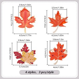 PLIGREAT Maple Leaf Napkin Rings Set of 12, Fall Leaves Napkin Ring Holders Orange Thanksgiving Napkins Rings Alloy Serviette Ring Buckles for Thanksgiving Dinner Party Fall Wedding Table Decoration