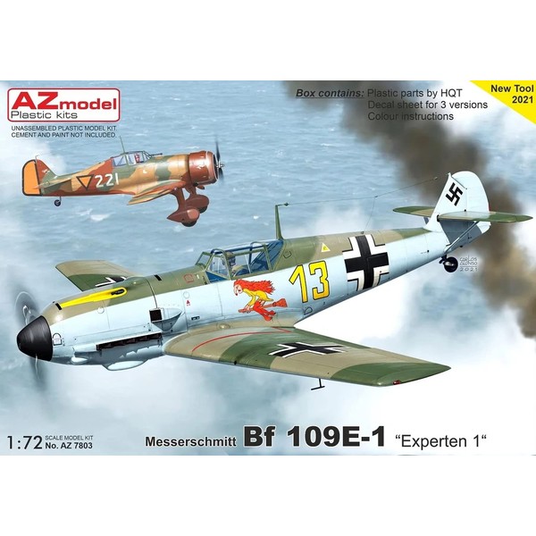 AZM7803 1/72 German Air Force Messerschmitt Bf109E-1 Ace Pilot 1 Plastic Model