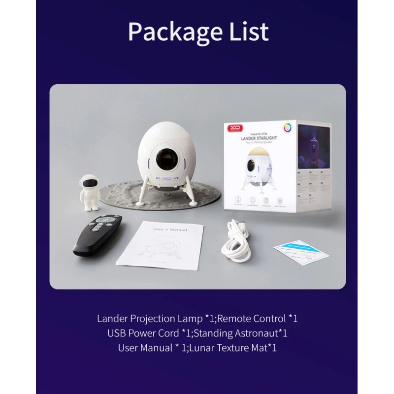 XO Star Projector Galaxy Night Light Bluetooth Speaker with Remote