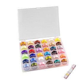 LZYDKH Bobbins Sewing Machine, 36 Pieces Lower Thread Spools Assorted Colours Bobbin Box Small Bobbin with Tape Measure Sewing Thread Thread Bobbins Sewing Accessories Sewing Machine Yarn for