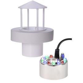 alizzy Splashproof Float 12 LED Mist Maker Indoor Fountain Small Fog Maker Fish Tank AC/DC Adapter Fog Machine Cauldron Stainless Steel Atomizer Ultrasonic Humidifier Room Mister Foggers Decor