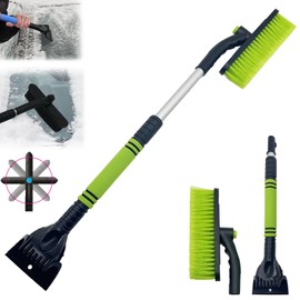 Coffee Life Plus Windscreen Ice Scraper, Car Ice Scraper, 2-in-1 Ice Scraper Car with Broom, 64-80 cm Car Ice Scraper with Ice Breaker Function, for Cars, Trucks and SUV Ice Scraper (Green)