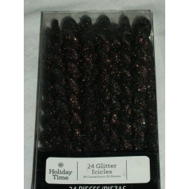 Holiday Time 24 Glitter Icicle Chocolate Brown Christmas Tree Ornaments