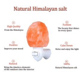 ShengDanStar ​4 Pcs Himalayan Salt Night Light, Pink Crystal Wall Plug-in Lamp, Bedroom Bathroom Decor with 4 Replacement Bulbs