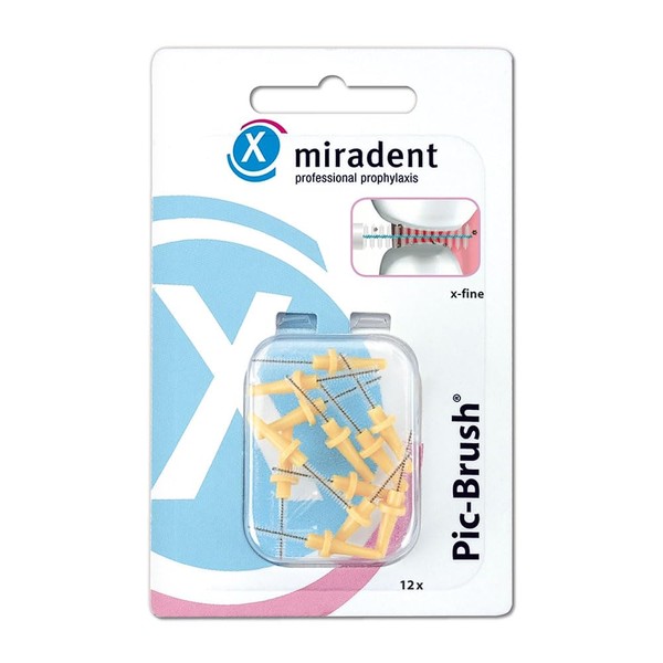 Miradent PIC-Brush Replacement Brushes X-Fine Yellow, Pack of 12