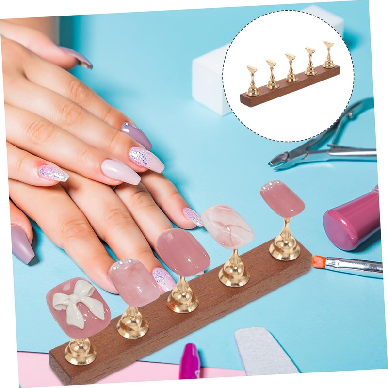 Healeved 1set Nail Holders with Base for Press Nails Practice
