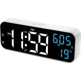 Digital Alarm Clock with Temperature Date Week Display, Alarm Clocks Bedside 2 Alarms with Snooze Function, Bedroom Digital Clock 3 Levels Brightness, 12/24H and C°/F° Format, USB Powered (Basic)