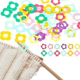 GLMFAN 54Pcs Stitch Markers Colorful Crochet Stitch Markers Metal Flower-Shaped Crochet Markers Ring Knitting Crochet Locking Stitch Markers Crochet Pins Stitch Needle Clip Counter Crochet Accessories
