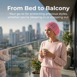4 redecillas de ganchillo para el cabello: gorro de dormir para mujer, redecilla para el cabello, gorro de ganchillo tejido, para secar el rizado o liso, de baño tipo