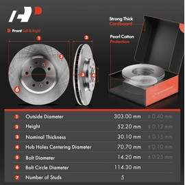 A-Premium Front Vented & Rear Solid Disc Brake Rotors + Ceramic Pads Kit Compatible with Select Chevy Models - Impala 2006-2010, Monte Carlo 2006-2007, 12-PC Set