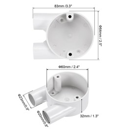 sourcing map 2Pcs PVC Conduit Box Junction Box U-shaped 2 Way 20mm with Cover, M4 Screws for Home Hose Electrical Conduit Electronic Projects