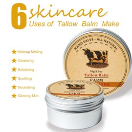 Beef Tallow, Beef Tallow Moisturiser, Beef Tallow Balm, Beef Tallow for Skin, Beef Tallow and Honey Balm, Beef Tallow 100% for Skin Full Body Moisturizer (1, Orange)