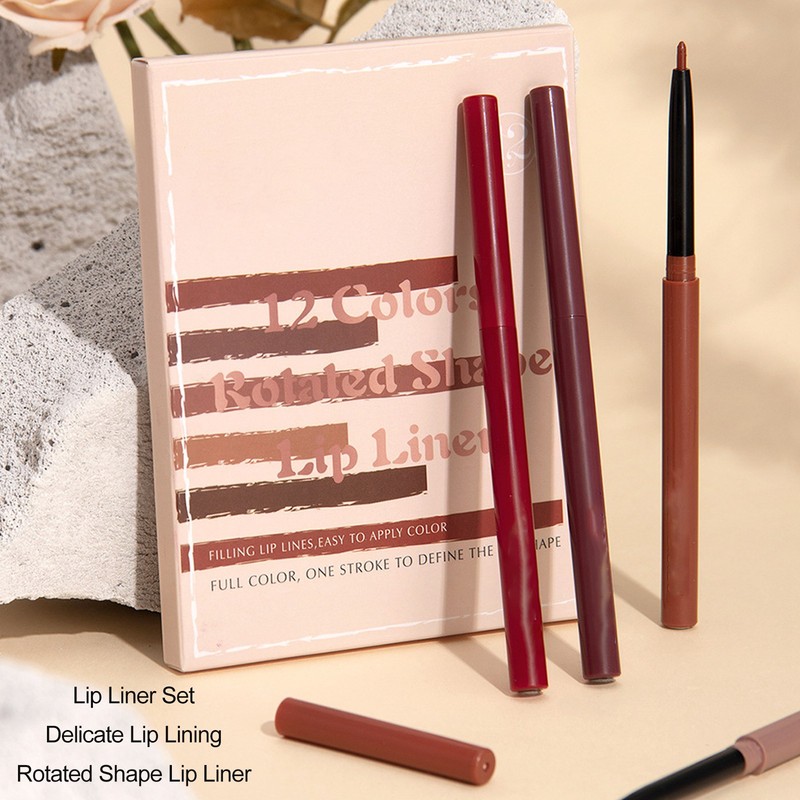 12pcs Lip Liner Set Matte Lip Liners Kit Waterproof Long