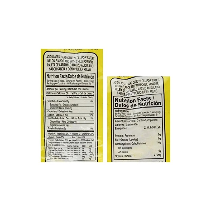 Vero 40 Count Vero Rebanaditas Watermelon Chili Covered Lollipops Hard
