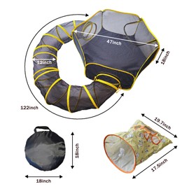 Outdoor Cat Enclosure Portable and Collapsible Pop-Up Mesh Tent Circle Pet Playpen Tunnel for Outside with Tunnel Bag Toy Interactive Drill Bag for Small Animals (Tent and Play Bag Combination)