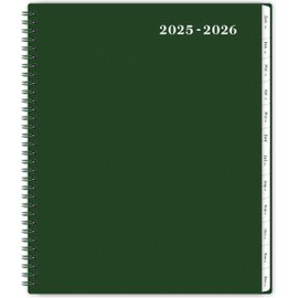 2025-2026 Monthly Planner/Calendar, 18 Monthly Planner 2025-2026 with Tabs & Pocket, Contacts and Passwords, Thick Paper, Twin-Wire Binding - Dark Green (9" x 11")