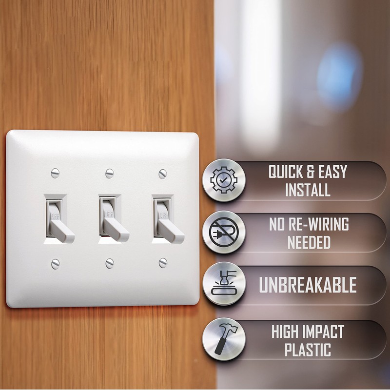 TayMac 4440W Paintable Triple Toggle Light Switch Wall Plate Cover,