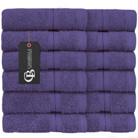 CASABELLA Premium Quality 12 Purple Face Towels (30x30CM) Highly Absorbent Wash Cloth set, 100% Combed Cotton 650 GSM Fingertip Towels soft Flannel Face Cloths 12 Purple Face Towel