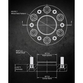 EVIL ENERGY 6x5.5 Wheel Spacers 1 inch Compatible for Ram 1500 2019-2023, 6x139.7 mm Hubcentric with Lip 6 Lugs 77.8 mm Hub Bore M14x1.5 Studs Black