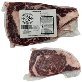 Treasure Valley Idaho Ribeye Delight - 16 oz to 23 oz Dry Aged Excellent Steakhouse Cut Ribeye Steak (Two Pack) Over 2 Pounds of Ribeye