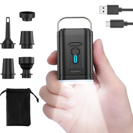 Air Pump for Inflatables, 1200mAh Tiny and Portable Air Pump with 5 Nozzles Mini Air Bed Pump Electric Pump for Inflating & Deflating for Pool Floats Swimming Pool Air Mattress Vacuum Bags