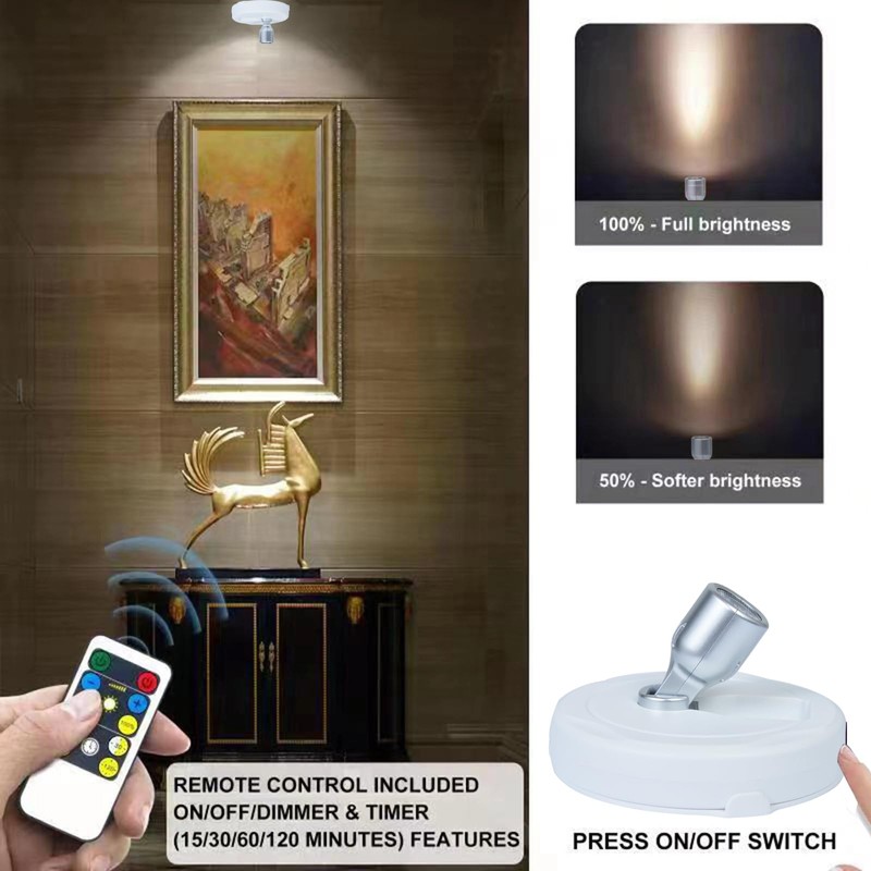 HAMVIDNE LED Spotlight, Battery Operated Picture Lights, Uplighting Indoor, Puck