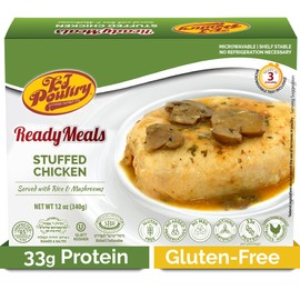 KJ Poultry Kosher Ready Meals - Stuffed Chicken Breast Rice, MRE Meat Meals Ready to Eat, Gluten Free, Halal, (1 Pack) Prepared Entree Fully Cooked, Shelf Stable Microwave Dinner, Travel Military