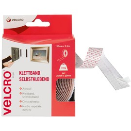 Velcro Stick on Tape 20mm x 50cm - Color: White