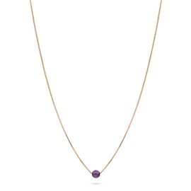 JUKSEREI Birthstone Necklace – Birthstone Chain Gold – All Months January – December with Gemstone – Necklace Made of 925 Sterling Silver 24 K Gold-Plated – Chain: 45.5 cm / Gemstone: Diameter 4 mm,