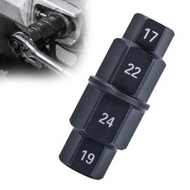 EKUWU Motorcycle Front Wheel Hex Axle Tool, Spindle Socket Adapter Tool, 17mm, 19mm, 22mm, 24mm Hex Socket for Front Axle Wheel Maintenance (Black)