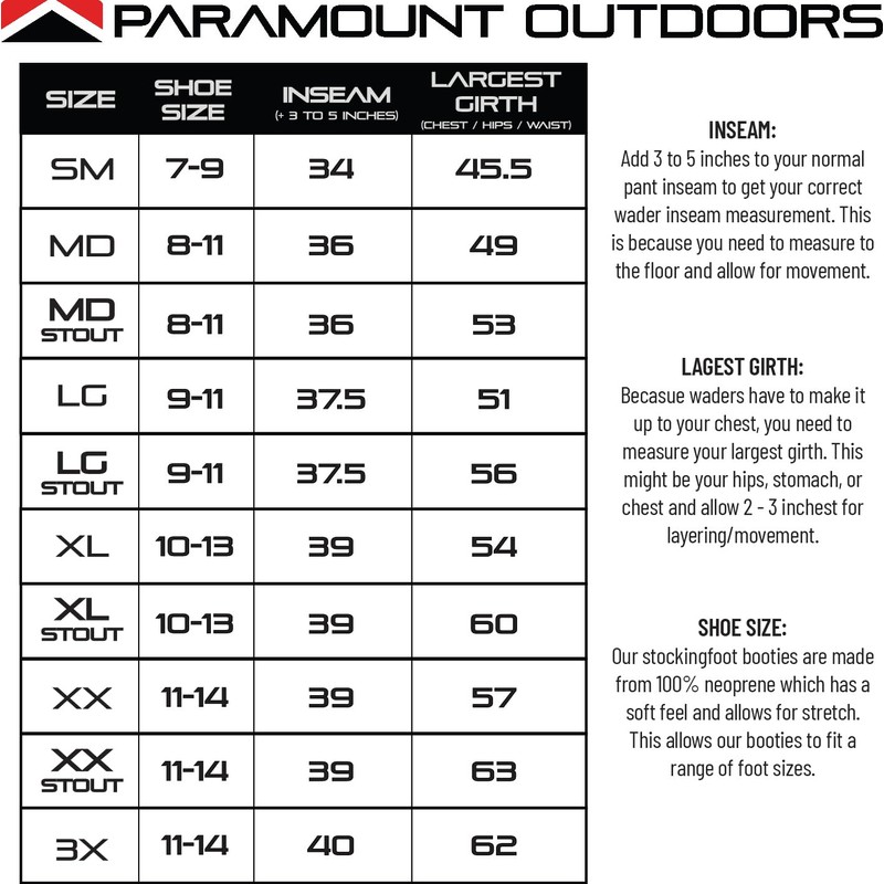 Paramount Outdoors Deep Eddy Breathable Stockingfoot Chest Fishing Wader (XX-Large)