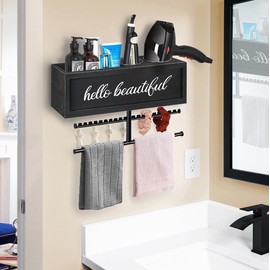 Ronjnndc Rustic Hair Dryer Holder Wall Mounted,Hair Styling Tools & Accessories Organizer,Bathroom Supplies & hot Tools vanities Organizer Caddy,for Storage Flat Iron,Blow Dryer,Curling Iron,Towel