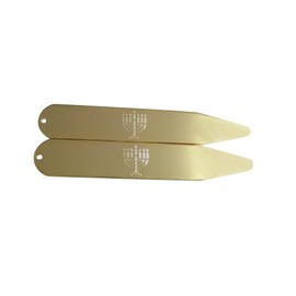 Kiola Designs Gold Toned Etched Menorah Collar Stays