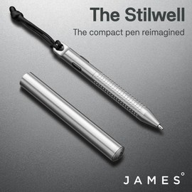 JAMES° Stilwell Compact Pen Re-Imagined, Premium EDC Mini Pen with Stainless Steel Barrel Design, Black