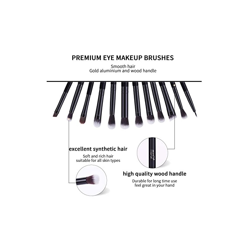 MSQ Eyeshadow Brushes 12Pcs Professional Eye Makeup Brush Set Pure