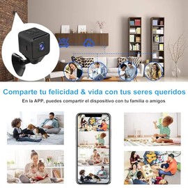 HJDWQN Mini Cámara, HD 1080 Mini Cámara de Seguridad, Pequeña Cámara WiFi Inalámbrica con Visión Nocturna Detección de Movimiento Grabación, Mini...  