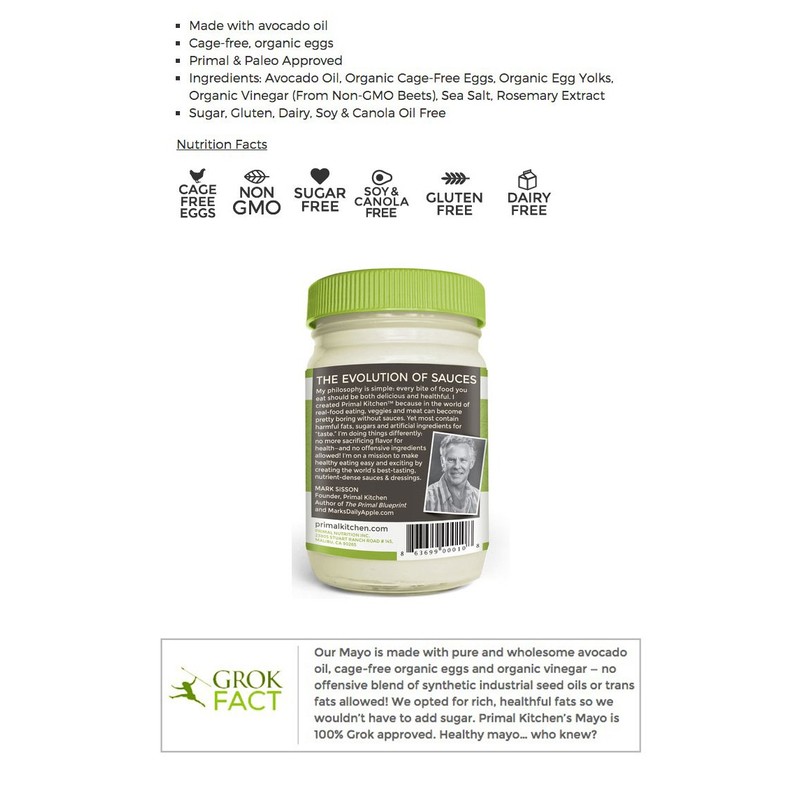 Primal Kitchen - Paleo Approved Avocado Oil Mayo, 12 Oz