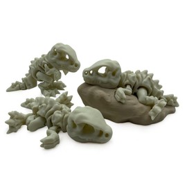 Baby T-Rex Dino Fossil on Stone, Large Plastic Dinosaur Skeleton Bones, Full Articulated Figurines for Adults with ADHD, Autism, Stress and Anxiety Relief, Party Bags Model