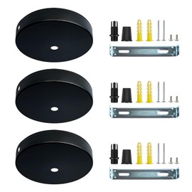 Zzcy Pack of 3 Cable Cover Ceiling Light Ceiling Canopy Black Cable Cover Ceiling 100 x 2 mm Lamps Cable Cover Round with Strain Relief Clamp Nipple